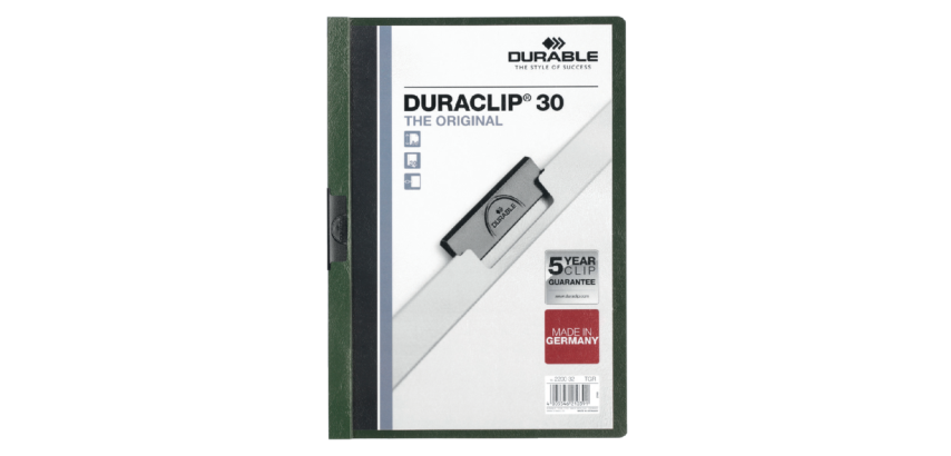 Langleiste Durable Duraclip A4 3mm 30 Blatt dunkelgrün