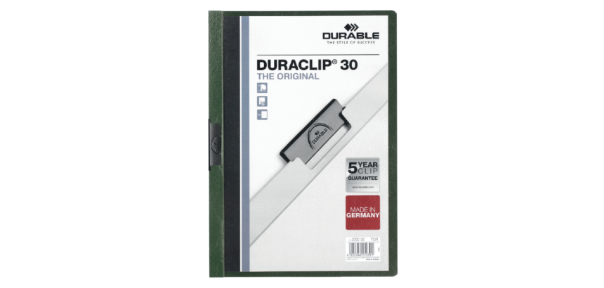 Chemise à clip Durable Duraclip A4 3mm 30 feuilles vert foncé