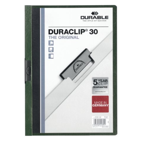 Klemmap Durable Duraclip A4 3mm 30 vellen donkergroen