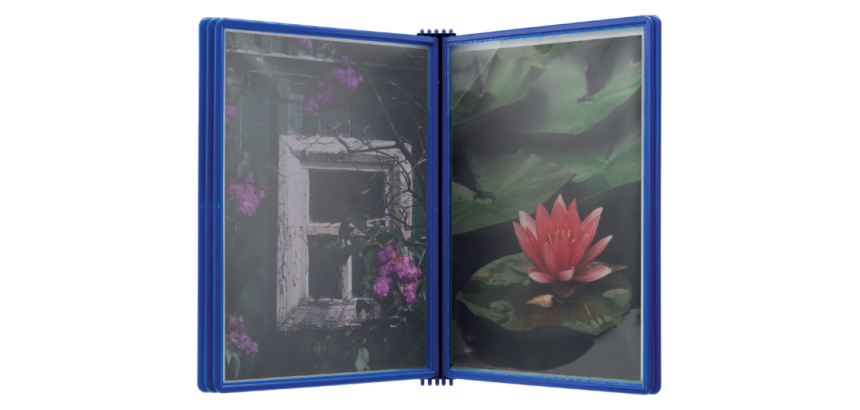 Djois Flex-O-Frame Wandelement A4 mit 5 blauen Taschen