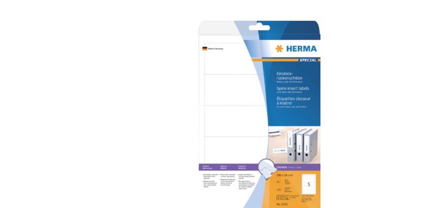 Etiquette dorsale HERMA 5032 Large 54x190mm à insérer blanc 25 feuilles