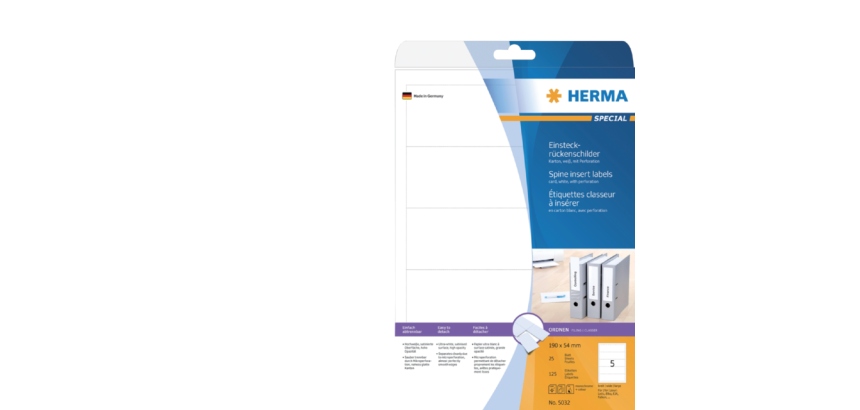 Rug-insteekkaart HERMA 5032 breed 54x190mm wit 25 vel