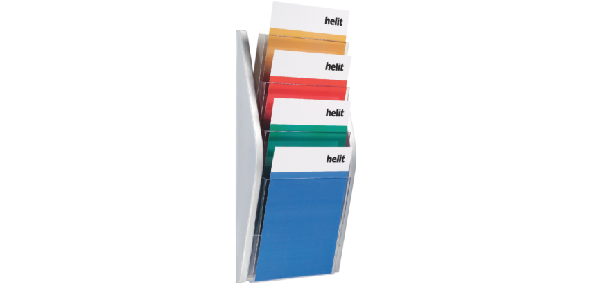 Wall-mounted brochure holder Helit 4x A4 silver