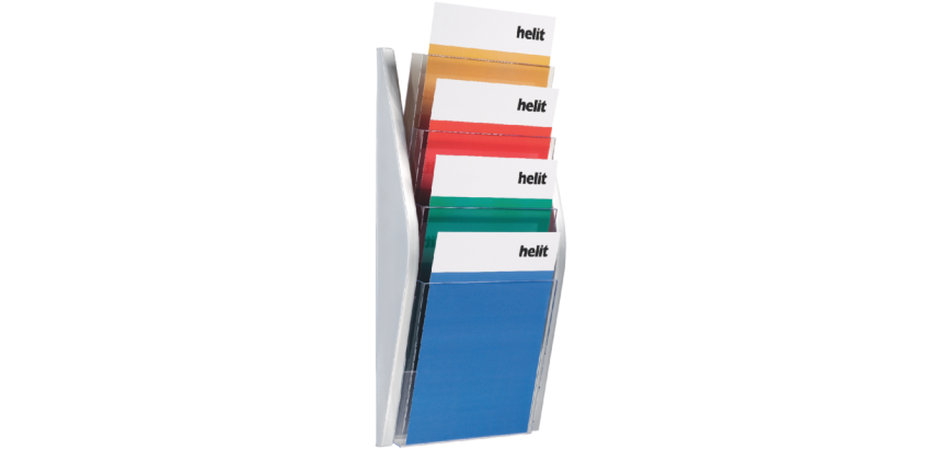Folderhouder Helit wand 4x A4 zilver