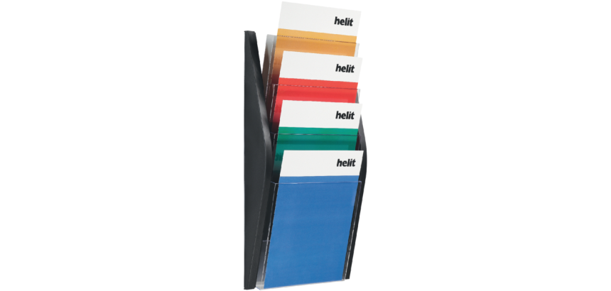 Porte-brochures mural Helit 4x A4 noir