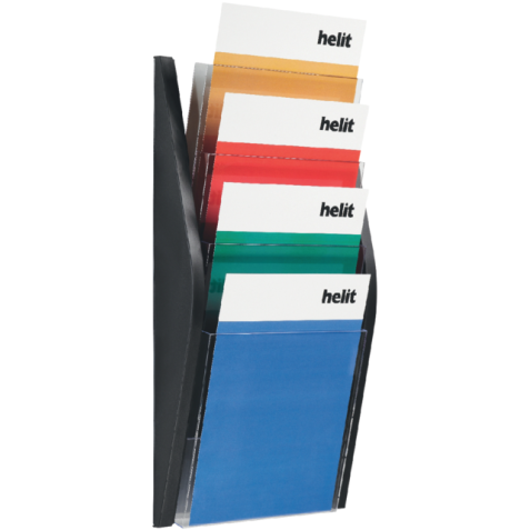 Porte-brochures mural Helit 4x A4 noir