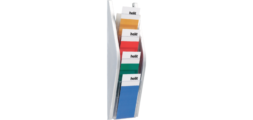 Porte-brochures mural Helit 4x1/3 A4 argenté