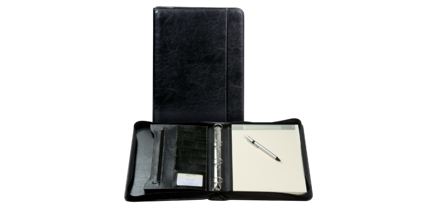 Schrijfmap Brepols Palermo A4 met rits incl schrijfblok 4-rings zwart