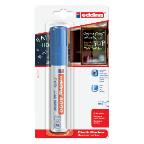 Krijtstift edding 4090 window schuin 4-15mm blauw blister à 1 stuk