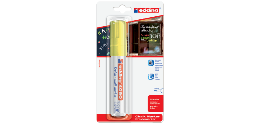 <p>edding 4090 Window Marker chisel 4-15mm neon yellow blister 1 piece</p>