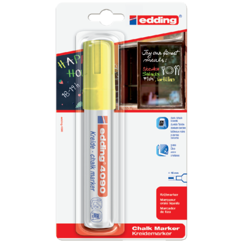 Krijtstift edding 4090 window schuin 4-15mm neon geel blister à 1 stuk