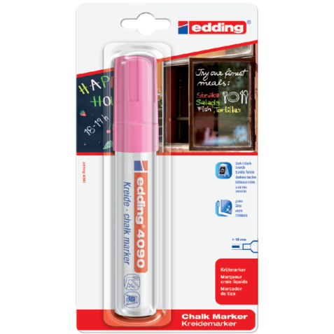 Marqueur Vitre edding 4090 biseau 4-15mm néon rose blister