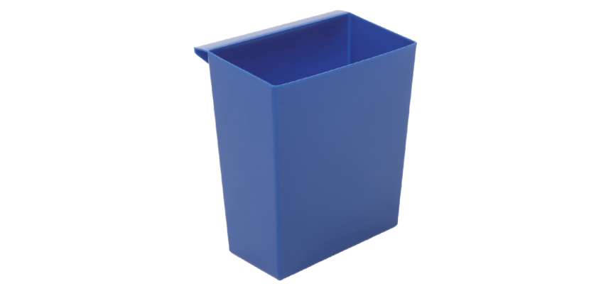 Behälter für quadratischen und konischen blauen Papierkorb