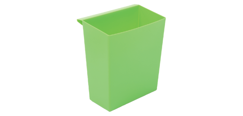 Green square and conical basket bin
