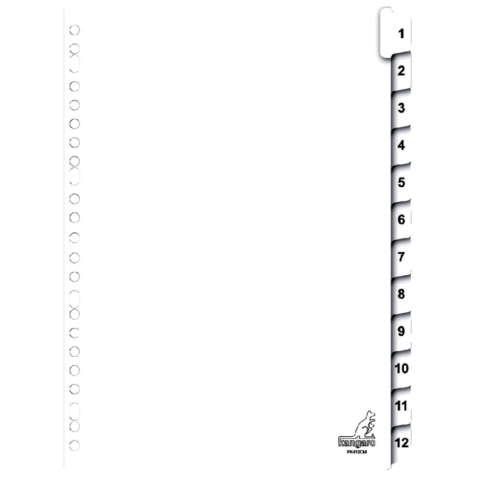 Intercalaires Kangaro 23 perf PK412CM numéro 1-12 carton