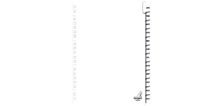 Kangaro dividers 23 perf PK412JM 12 tabs months cardboard