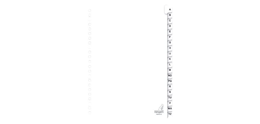 Kangaro dividers 23 perf PK420AZM 20 tabs A-Z cardboard