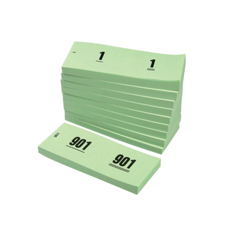 Bloc numéros de 1 à 1000 42x105mm vert 10 pièces