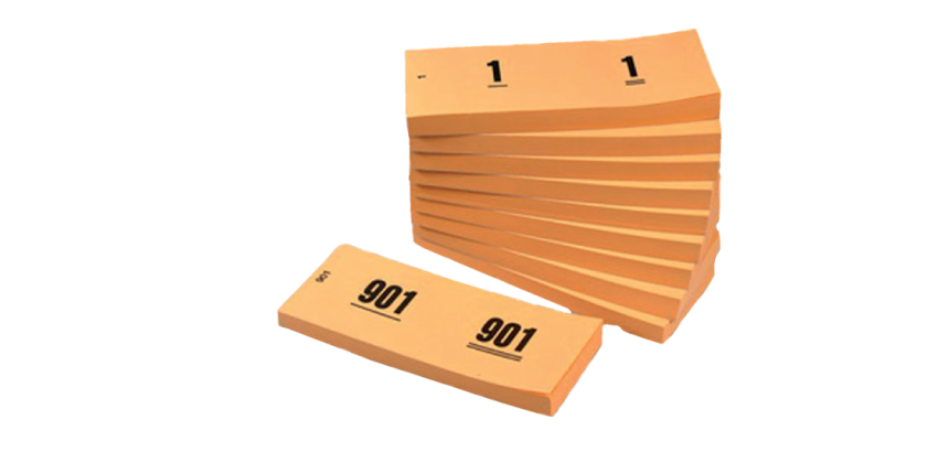 Block numbers 1 to 1000 42x105mm orange 10 pieces