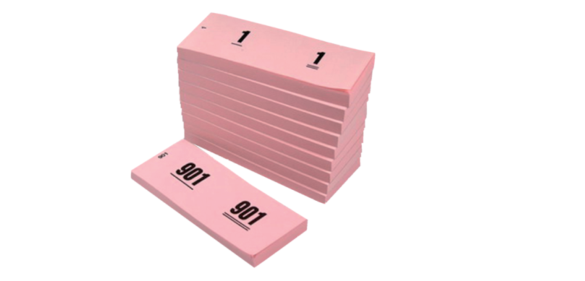 Bloc numéros de 1 à 1000 42x105mm rose10 pièces