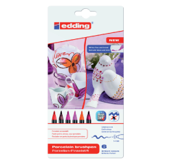 Brushpen edding 4200 porselein warme kleuren assorti etui à 6 stuks