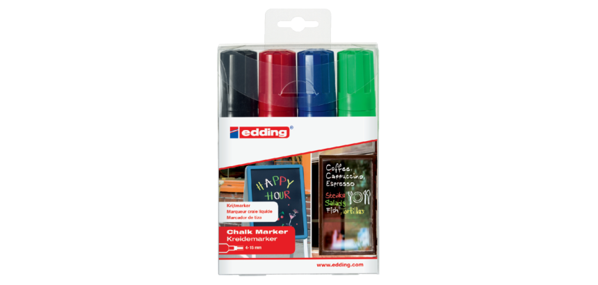 Edding 4090 chalk marker beveled window 4-15mm assorted case 4 pieces