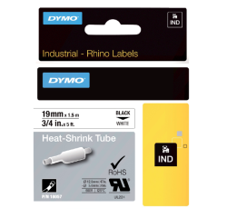 Ruban Dymo Rhino Industriel rétractable 19mmx1,5m noir sur blanc
