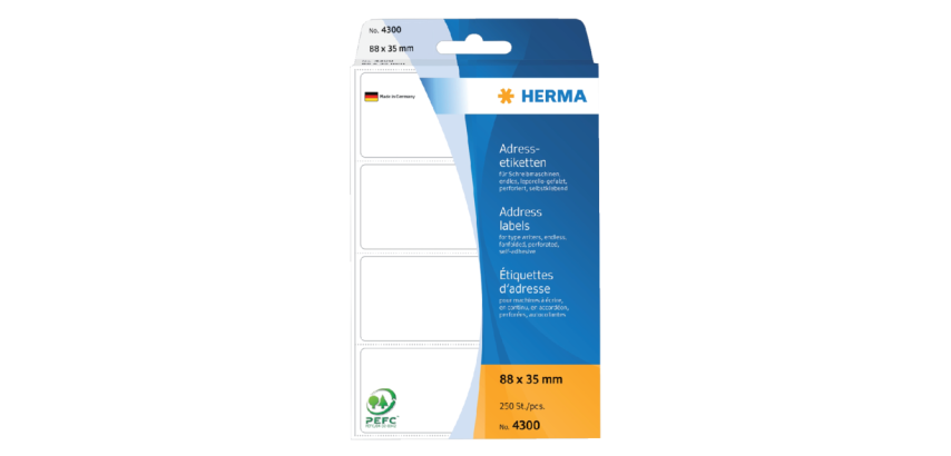 Etiket HERMA adres 4300 88x35mm zig-zag 250 stuks