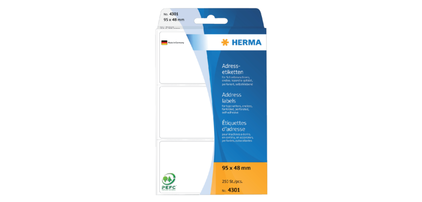 Etiket HERMA adres 4301 95x48mm zig-zag 250 stuks
