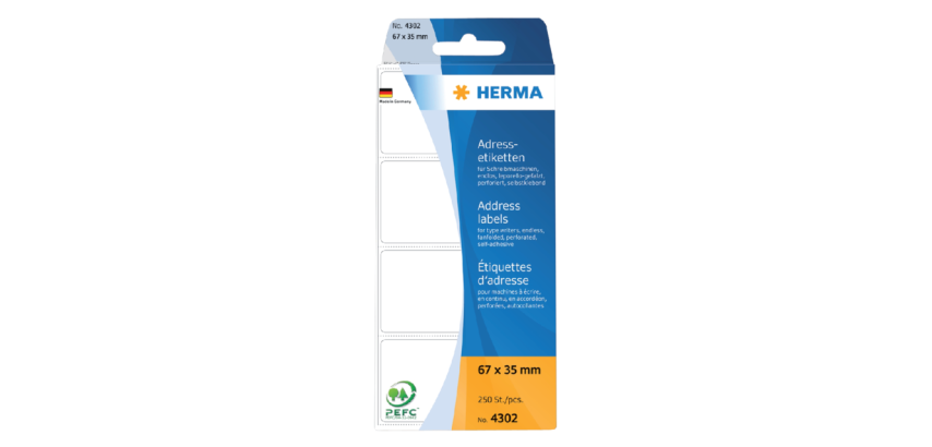 Etiket HERMA adres 4302 67x35mm zig-zag 250 stuks