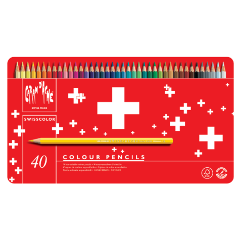 Crayon de couleur Caran d’Ache Swisscolor Aquarel 40 pièces assorti
