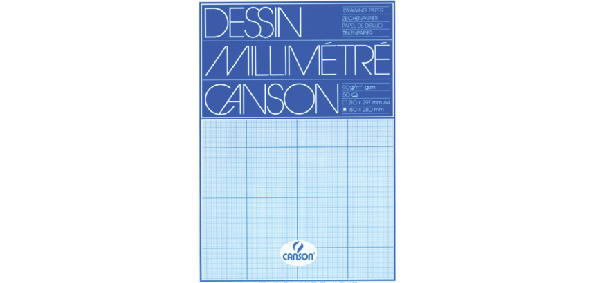 Millimeter graph paper pad, A4, 90 g/m2, buff