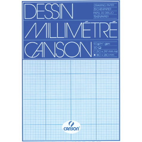 Bloc de papier millimétré, A4, 90 g/m2, bistre