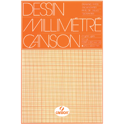 Bloc de papier millimétré Canson A3 marron clair