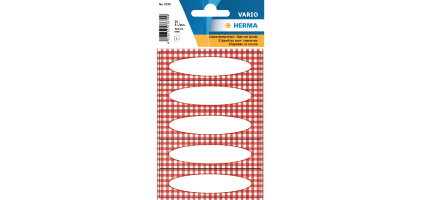 HERMA 3639 Kitchen Label Red Gingham-check