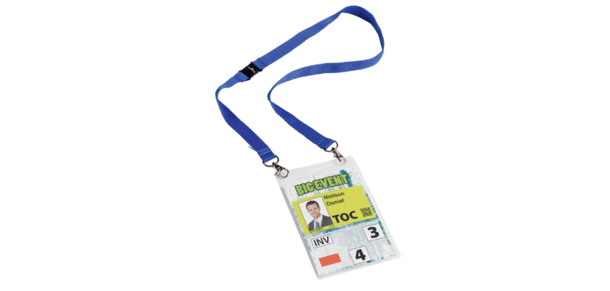 Durable Badge for A6 Events with Blue Lanyard 10 Pieces