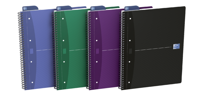 Bloc à spirale Oxford Essentials A4+ 90 feuilles 4 perfs carreau 5mm