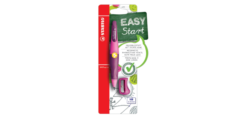 Vulpotlood STABILO Easyergo HB 3.15mm links roze/lila slijper blister