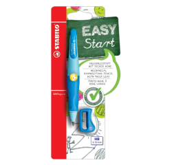 Portemine STABILO EASYergo 3,15mm HB gaucher bleu clair/foncé + taille-crayon blister