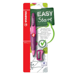 Portemine STABILO EASYergo 3,15mm HB droitier rose/lilas + taille-crayon blister