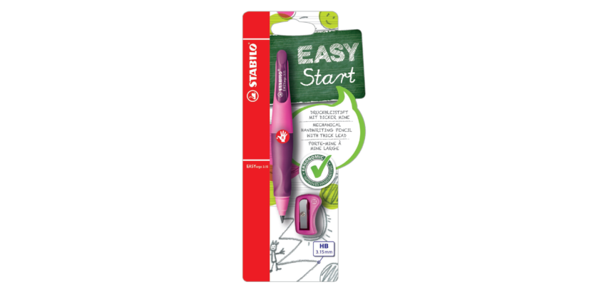 STABILO EASYergo Mechanical Pencil 3.15mm HB Right-handed Pink/Lilac + Sharpener Blister
