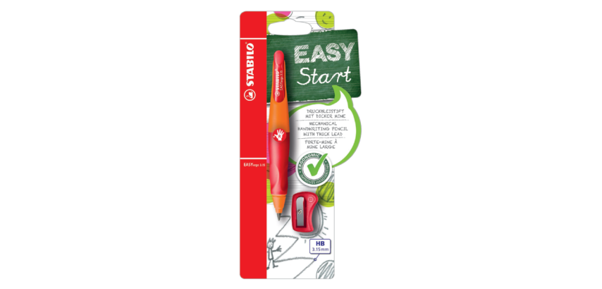 STABILO EASYergo HB 3,15mm Druckbleistift für Rechtshänder orange/rot + Spitzer
