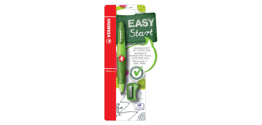 STABILO EASYergo Mechanical Pencil 3.15mm HB Right-Handed Light/Dark Green + Sharpener Blister