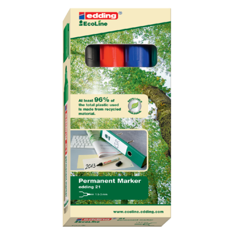 Marqueur edding 21 EcoLine 21 ogive 1.5-3mm boîte 4 pièces assorti