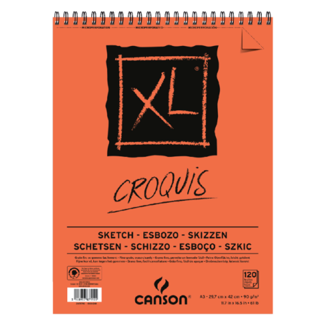 Schetsblok Canson XL Croquuis A3 90g 120 vel spiraal