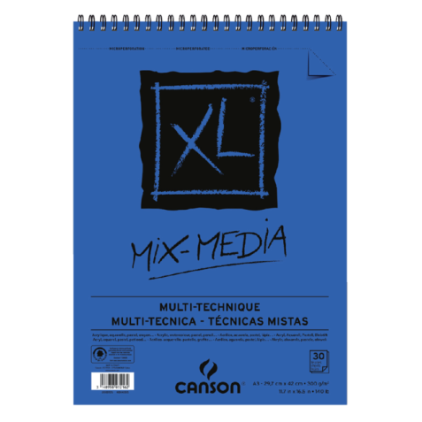 Aquarelblok Canson  XL Mix Media  A3 300gr 30vel spiraal 30 vel