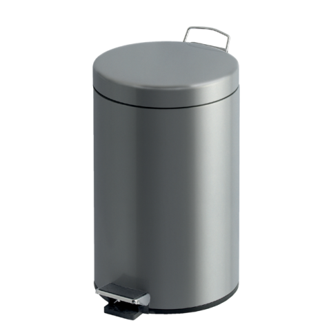 Poubelle à pédale inox mat ronde 12L