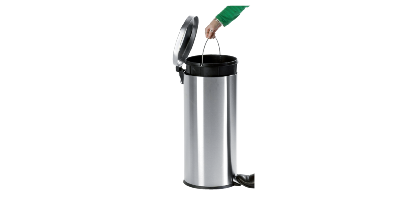 Pedal bin V-part 30L matte stainless steel