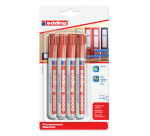 Edding 3000 marker bullet tip 1.5-3mm red blister pack of 4 pcs