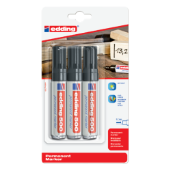 Marqueur edding 500 biseau 2-7mm noir blister 3pcs